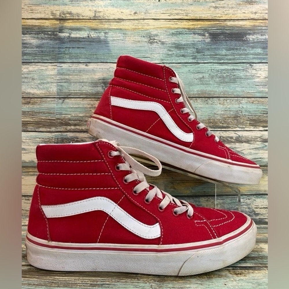 VANS SK8-HI Top Suede Skate Athletic Shoes Racing Red Men's Size 6.5Women's 7.5 - Picture 2 of 8